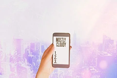 Word writing text Mostly Cloudy. Business concept for Shadowy Vaporous Foggy Foto stock