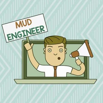 Word writing text Mud Engineer. Business concept for liable for making mixture Stock Illustration