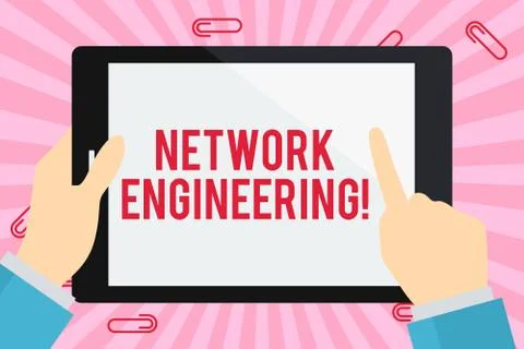 Word writing text Network Engineering. Business concept for field concerned with Illustrazione stock
