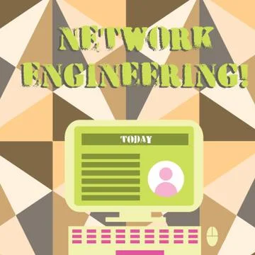 Word writing text Network Engineering. Business concept for field concerned with Illustrazione stock