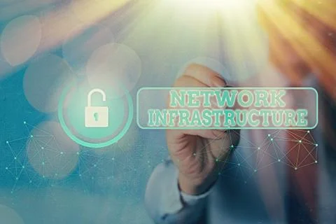 Word writing text Network Infrastructure. Business concept for Hardware and Stock Photos
