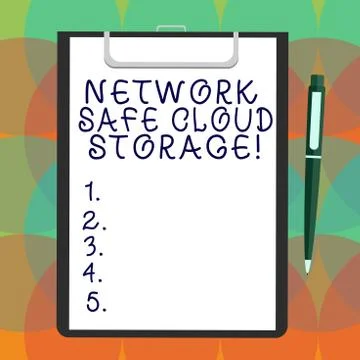 Word writing text Network Safe Cloud Storage. Business concept for Security on Stock Illustration