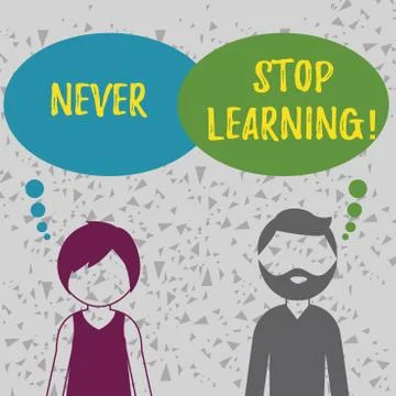 Word writing text Never Stop Learning. Business concept for Keep educating Illustrazione stock