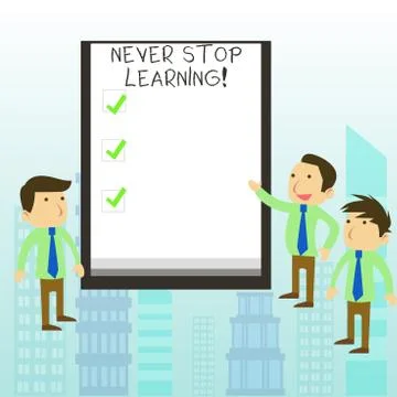 Word writing text Never Stop Learning. Business concept for keep on studying Stock Illustration