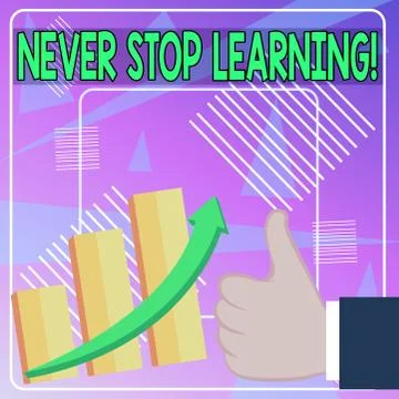 Word writing text Never Stop Learning. Business concept for keep on studying Stock Illustration