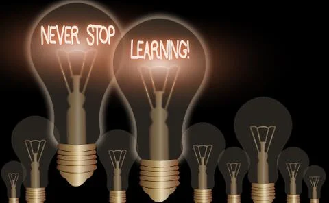 Word writing text Never Stop Learning. Business concept for keep on studying Stock Illustration