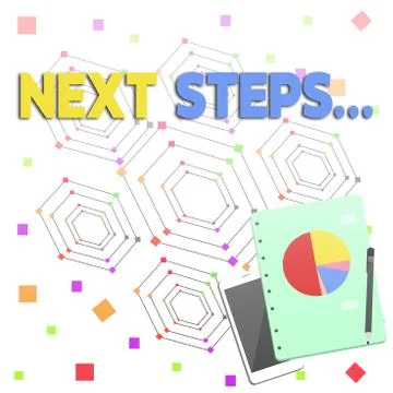 Word writing text Next Steps . Business concept for numper of process going to Stock Illustration