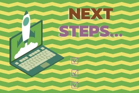 Word writing text Next Steps . Business concept for numper of process going to Stock Illustration