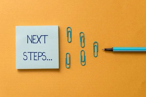 Word writing text Next Steps. Business concept for something you do or plan Stock Photos