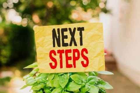 Word writing text Next Steps. Business concept for something you do or plan Stock Photos