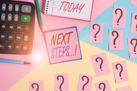Word writing text Next Steps. Business concept for something you do after you Stock Photos