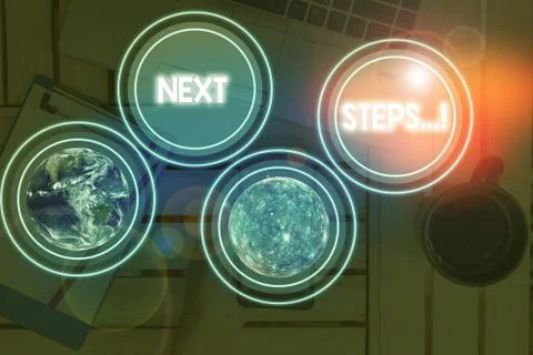 Word writing text Next Steps. Business concept for something you do after you Stock Photos
