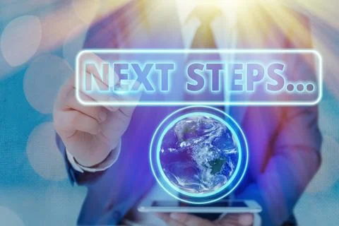 Word writing text Next Steps. Business concept for something you do or plan Stock Photos
