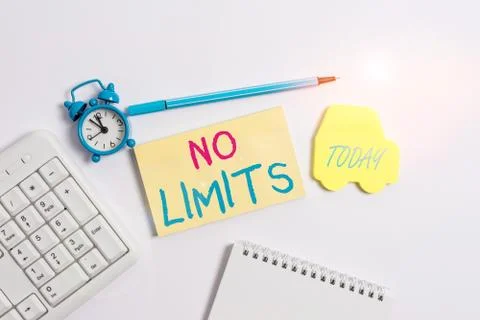 Word writing text No Limits. Business concept for to do whatever you could with Stock Photos