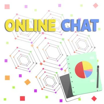 Word writing text Online Chat. Business concept for talking with friend or Stock Illustration