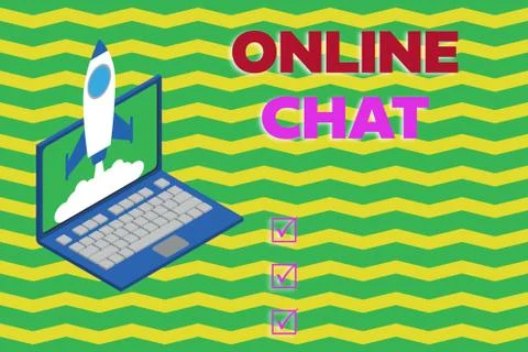 Word writing text Online Chat. Business concept for talking with friend or Stock Illustration