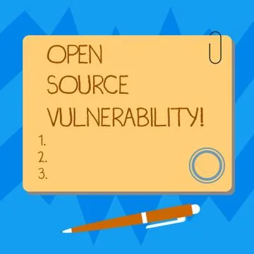 Word writing text Open Source Vulnerability. Business concept for Publicized Stock Illustration