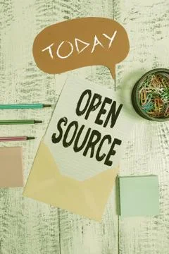 Word writing text Open Source. Business concept for denoting software which Stockfoto's
