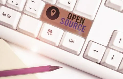 Word writing text Open Source. Business concept for denoting software which 스톡 사진