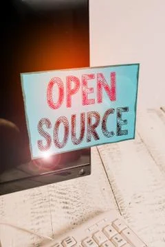Word writing text Open Source. Business concept for denoting software which Stockfoto's
