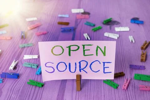 Word writing text Open Source. Business concept for contains the source code Stock Photos