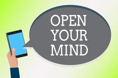 Word writing text Open Your Mind. Business concept for Be open-minded Accept new Stock Illustration