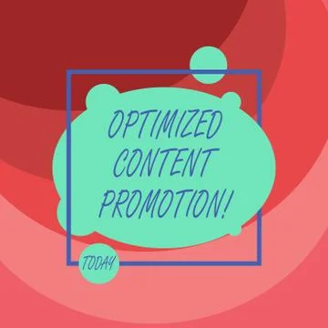 Word writing text Optimized Content Promotion. Business concept for making Stock Illustration