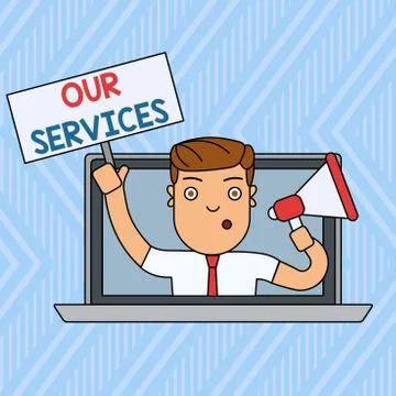 Word writing text Our Services. Business concept for The occupation or function Stock Illustration