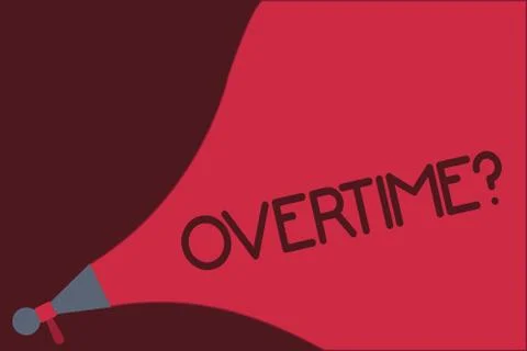 Word writing text Overtime question. Business concept for Time worked in Stock Illustration