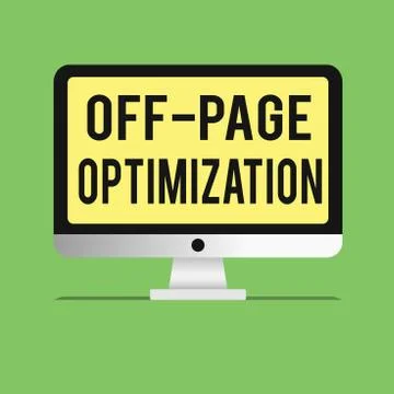Word writing text Off Page Optimization. Business concept for Website Externa Illustrazione stock