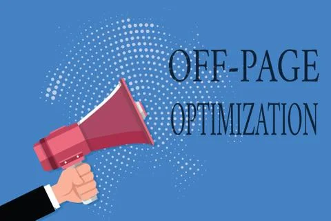 Word writing text Off Page Optimization. Business concept for Website External Illustrazione stock