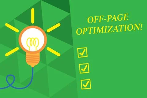 Word writing text Off Page Optimization. Business concept for Website External Stock Illustration