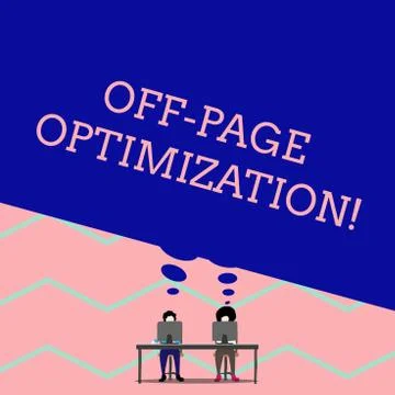 Word writing text Off Page Optimization. Business concept for Website External Illustrazione stock