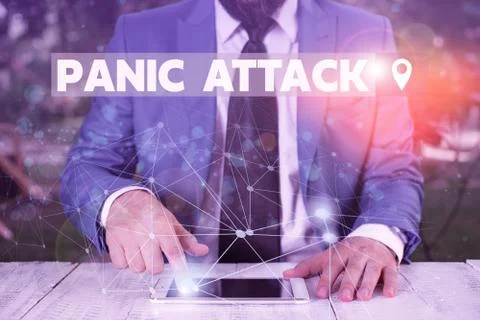 Word writing text Panic Attack. Business concept for sudden periods of intense Stock Photos