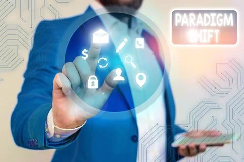 Word writing text Paradigm Shift. Business concept for fundamental change in Stock Photos