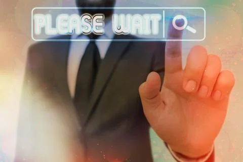 Word writing text Please Wait. Business concept for to pause any implemented Stock Photos