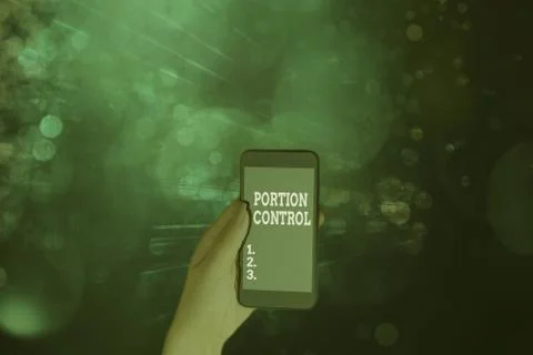 Word writing text Portion Control. Business concept for knowing the correct Stock Photos