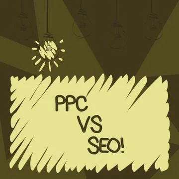 Word writing text Ppc Vs Seo. Business concept for Pay per click against Search Stock Illustration