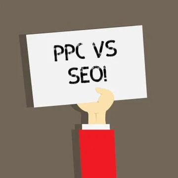 Word writing text Ppc Vs Seo. Business concept for Pay per click against Search Stock Illustration