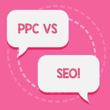 Word writing text Ppc Vs Seo. Business concept for Pay per click against Search Stock Illustration
