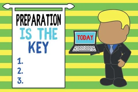 Word writing text Preparation Is The Key. Business concept for action of making Illustrazione stock