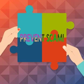 Word writing text Prevent Scam. Business concept for Consumer protection Illustrazione stock