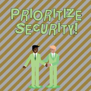 Word writing text Prioritize Security. Business concept for designate security Stockillustratie