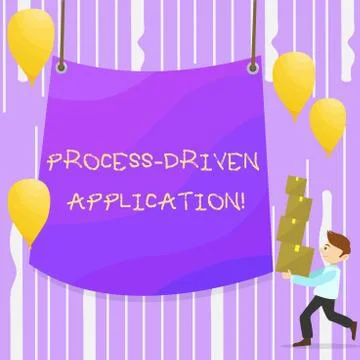 Word writing text Process Driven Application. Business concept for workflow e Illustrazione stock