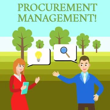 Word writing text Procurement Management. Business concept for buying Goods and Illustrazione stock
