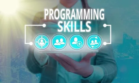 Word writing text Programming Skills. Business concept for expertise required to Stock Photos