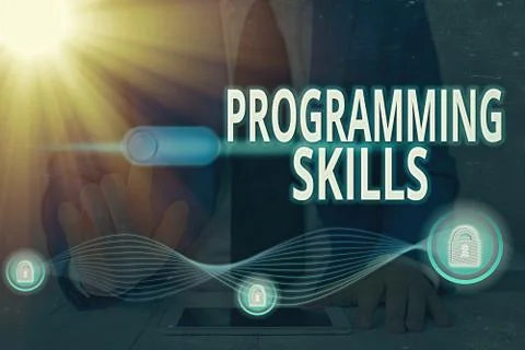 Word writing text Programming Skills. Business concept for expertise required to Stock Photos