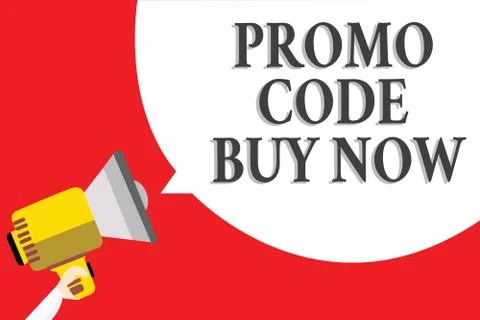 Word writing text Promo Code Buy Now. Business concept for Giving great disco Stock Illustration