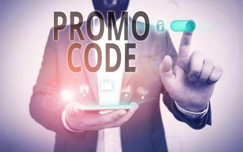 Word writing text Promo Code. Business concept for digital numbers that give you Stock Photos