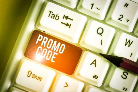 Word writing text Promo Code. Business concept for digital numbers that give you Foto stock